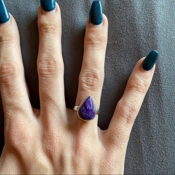 Sterling Silver Purple Charoite Ring Size 6 - Picture 4 of 5